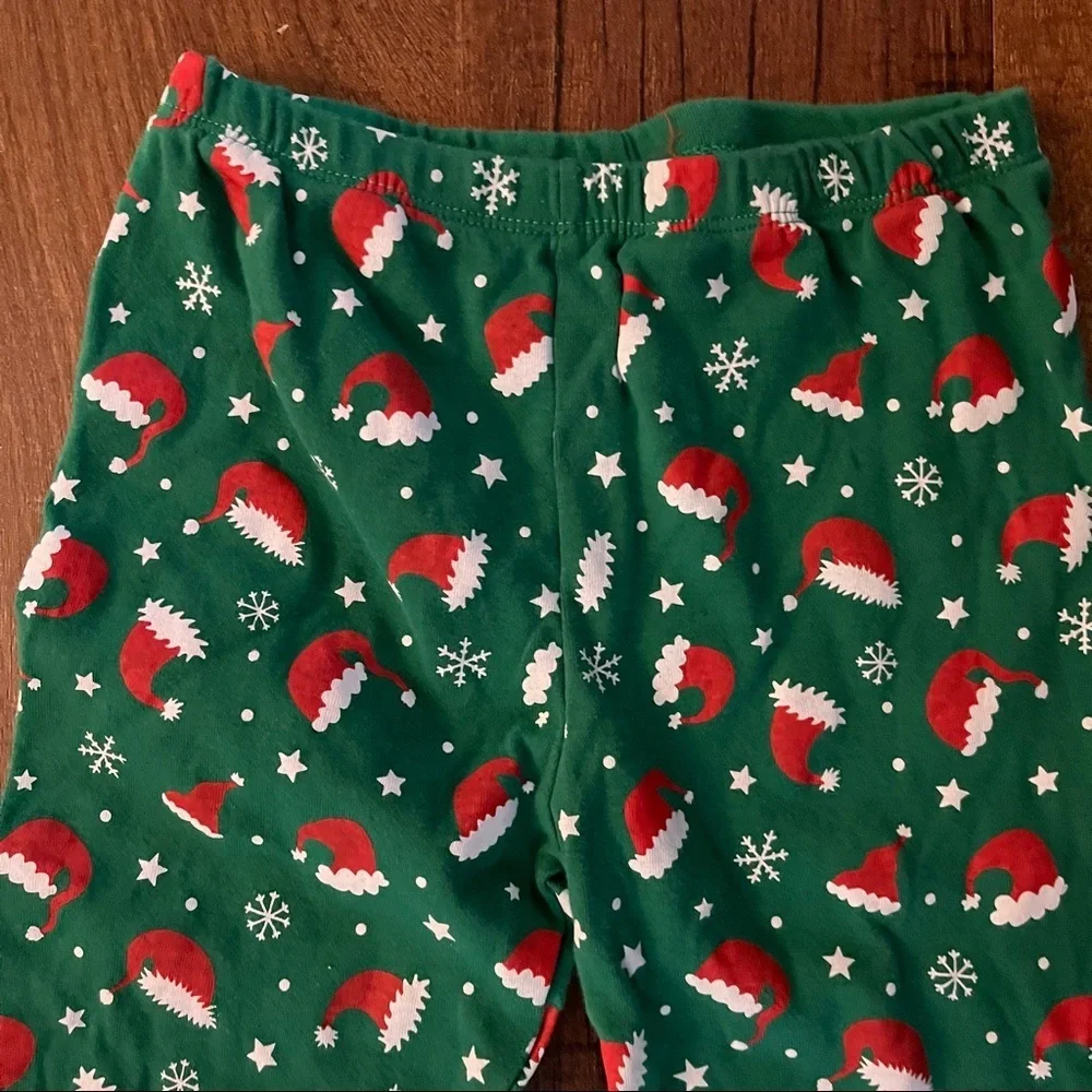Unisex boy girl Santa Christmas pajamas Sz 10 coral bee long sleeve pants